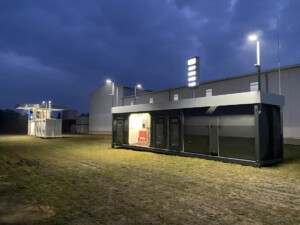 fuel stations with lightning and roof